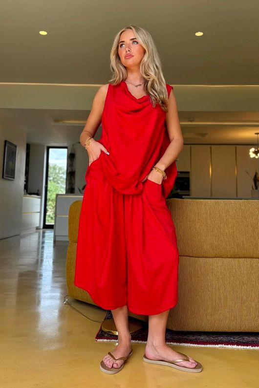 Oscar Drape Trapeze Tank Rouge